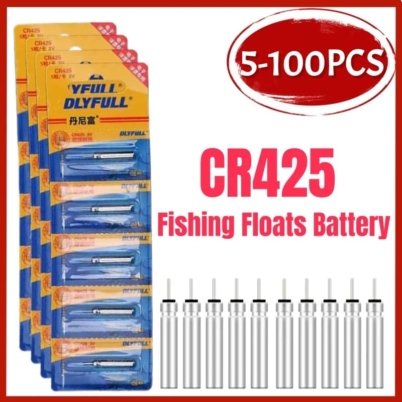 5-100PCS Galleggianti da pesca Batteria CR425 Galleggianti da pesca notturni Luce luminosa 3.6V Galleggianti elettrici Batteria Accessorio per la