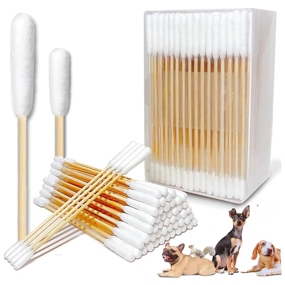 Bastoncini di cotone professionali da 12/15 cm, bastoncini di cotone per gatti con doppia punta in bambù, bastoncini per orecchie di cani -
