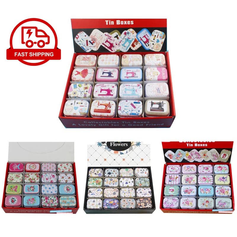 12 pezzi/lottp portatile mini scatola di latta in metallo modello multiplo stampa mac trucco gioielli scatola di immagazzinaggio della pillola con