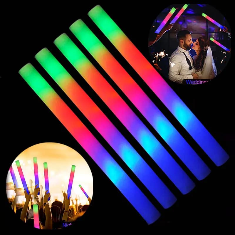 30/60 pz LED Glow Foam Stick Lampeggiante Bagliore Bastoncini Personalizzato Bagliore Personalizzato Cheer Tube Glow In The Dark Matrimonio Festa di