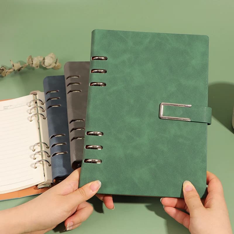 Quaderno a fogli mobili A5/B5, semplice copertina in morbida pelle da lavoro, clip in metallo rimovibile, 100 fogli/libro, cancelleria per studio per