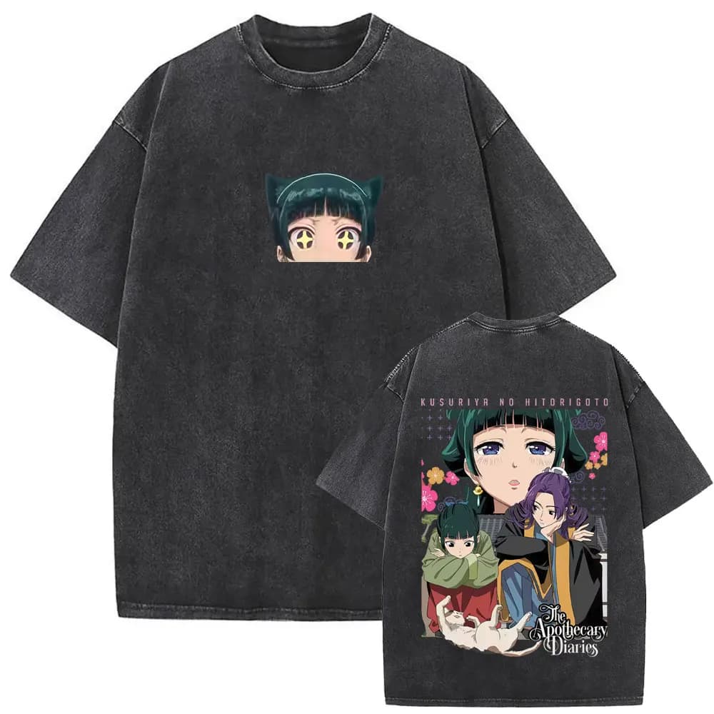 Anime giapponese The Apothecary Diaries Lavato T-shirt vintage Maomao T-shirt grafica Uomo Donna Cartoon Manga T-shirt divertenti Top