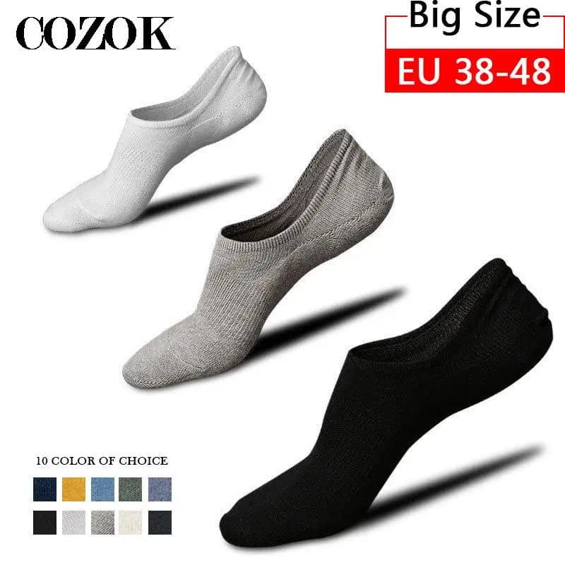 5 paia di grandi dimensioni 47,48 calzini da barca invisibili in cotone da uomo estivi in Silicone calzini deodoranti traspiranti antiscivolo in