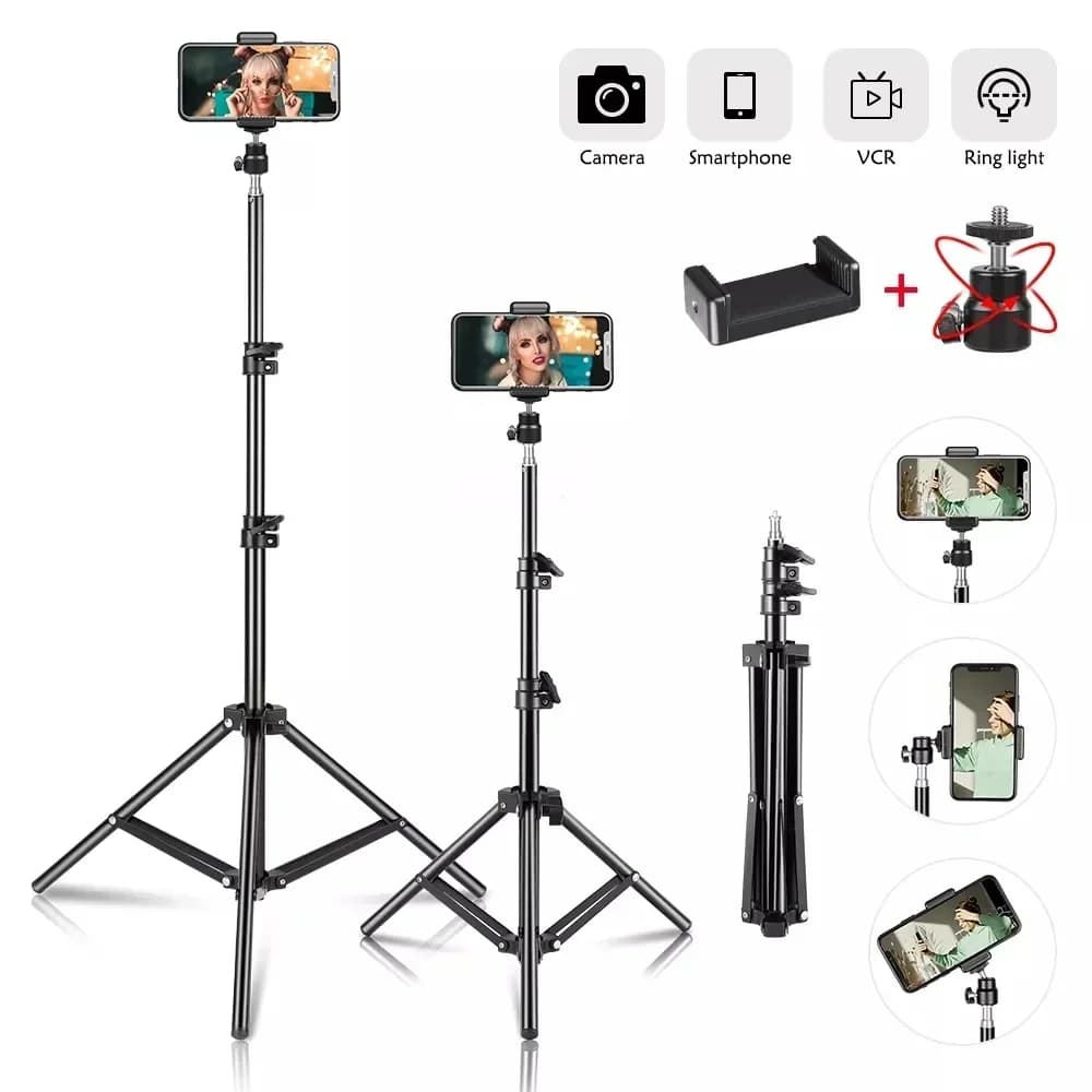 Treppiedi per selfie da 200/170/150/55 cm in alluminio, supporto leggero per telefono, treppiede per fotocamera digitale con clip e controller