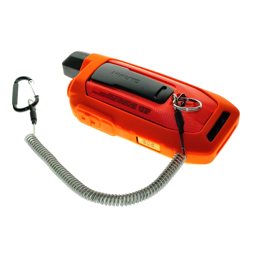 Custodia protettiva in silicone + cordino retrattile di sicurezza in acciaio interno con cordino a spirale elasticizzato per Garmin Alpha 200i 300i
