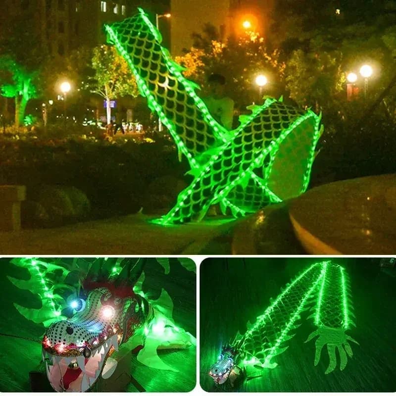 Set di Accessori per Danza del Drago Cinese con LED 3/5M, Nastro Luminoso per Drago, Accessori per il Capodanno, Giochi di Prestigio e Fitness