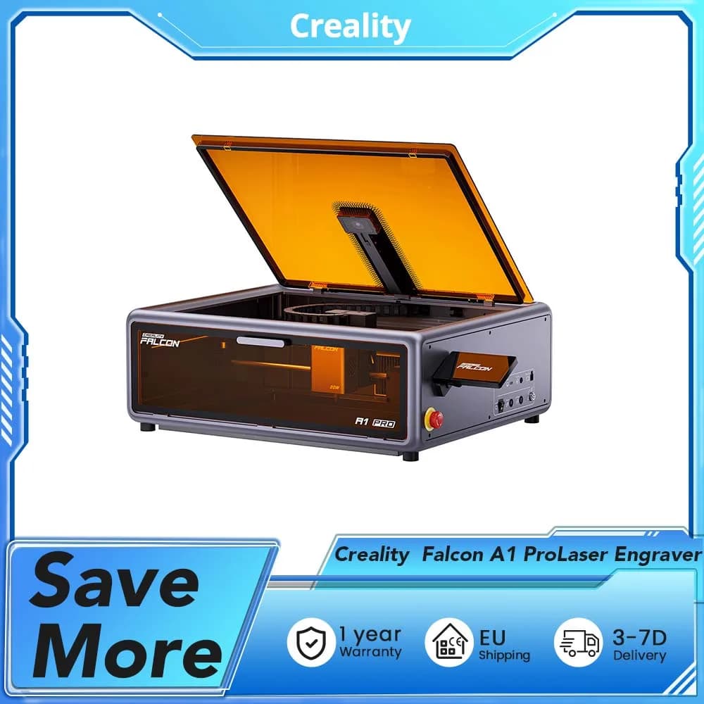 Creality Falcon A1 Pro 20W – Taglio a 600 mm/s, Laser a Diodi 0,08 x 0,1 mm, Autofocus AI, Fotocamera Intelligente, Touchscreen da 4,3'', Controllo