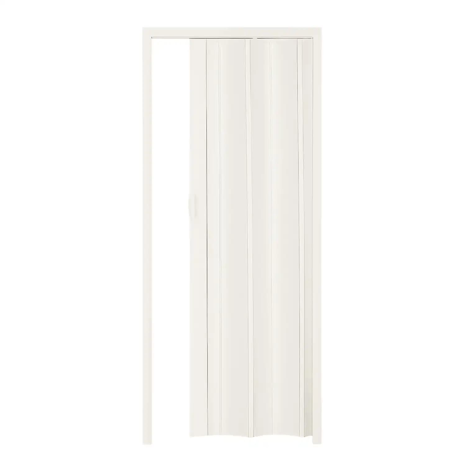 Porta a soffietto moderna in PVC senza serratura e chiusura magnetica - Misura 215x84 cm e spessore di 3 cm - Porta a soffietto Bianca con maniglia