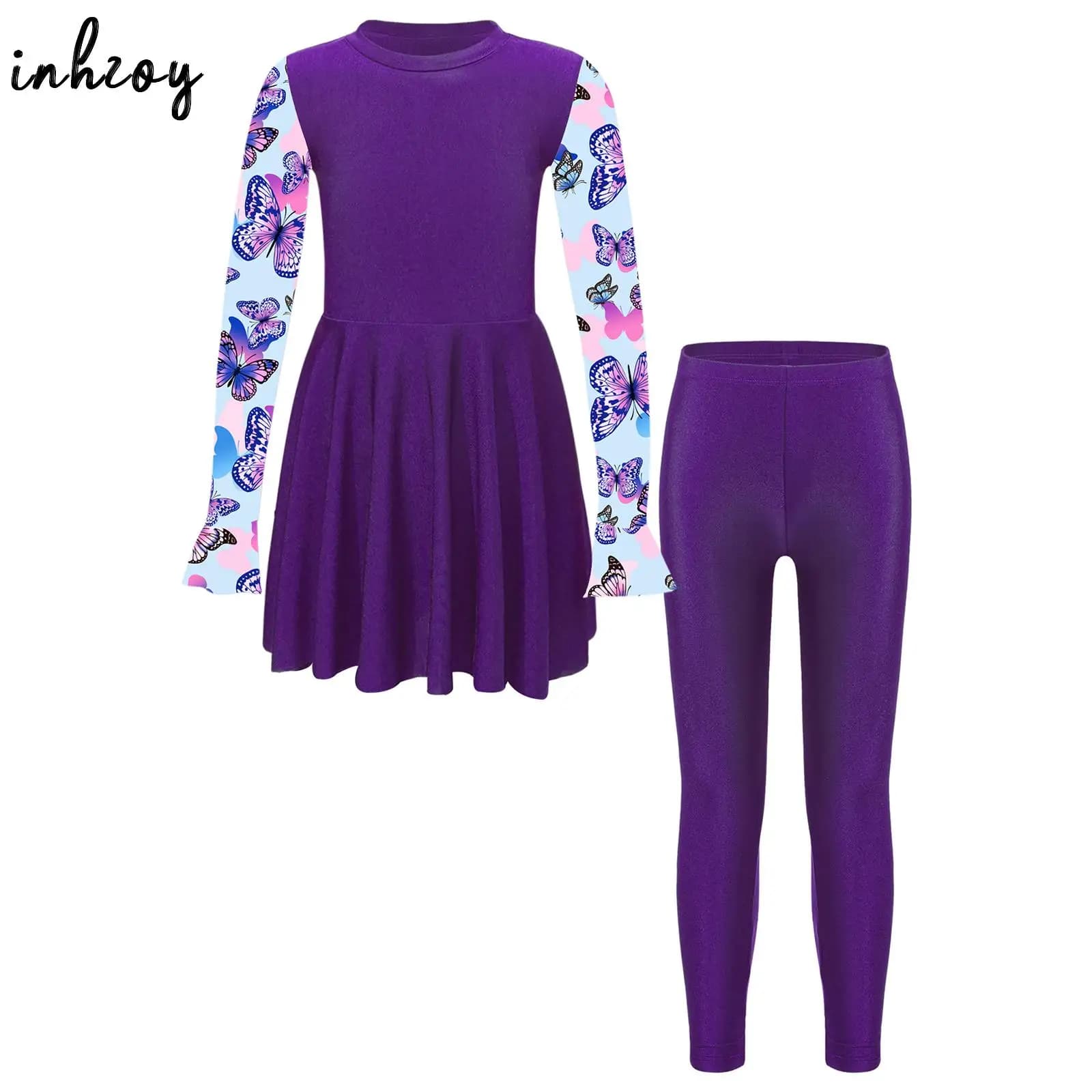 Costumi da bagno per ragazze Set da 2 pezzi Rash Guard UPF 50 Protezione solare Abito da bagno a maniche lunghe con leggings Abbigliamento da spiaggia