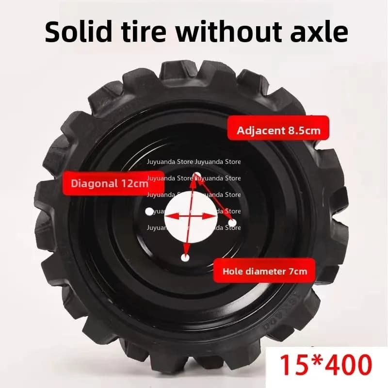 Pneumatico Solido per Micro Tiller 4.00-8 con Albero, Ruota Posteriore per Tiller Resistente all'Usura 3.50-6, Antiscivolo, Durevole, Senza Camera