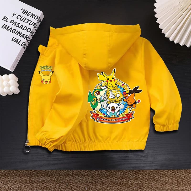 Giacca Impermeabile alla Moda con Pikachu, Cappotto Carino con Cappuccio, Regalo di Compleanno per Bambini e Bambine, Abbigliamento Outdoor a Maniche
