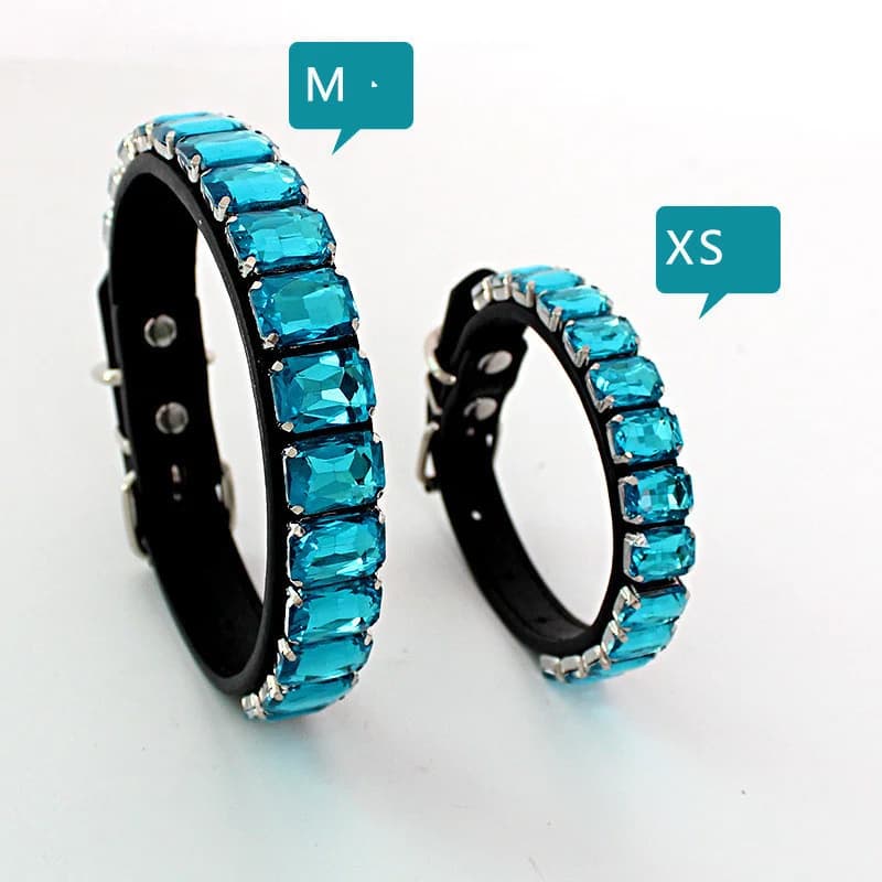Collari per cani con strass Bling Pet PU pelle vetro cristallo diamante cucciolo collare per animali collari rosa blu guinzagli per accessori per cani