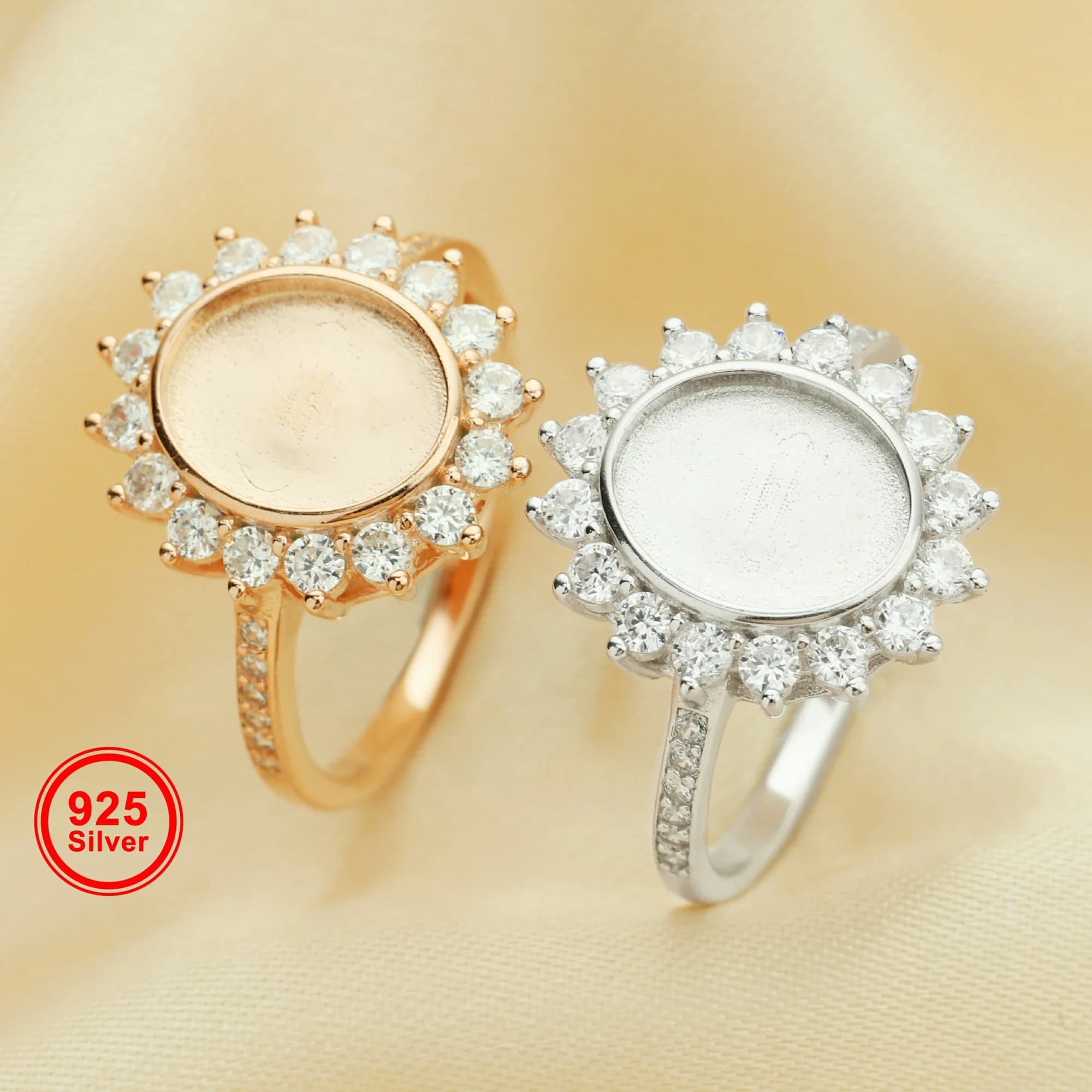 Anello ovale in resina 8x10MM per conservare il latte materno, base solida in argento sterling 925 placcato oro rosa, anello fai da te 1224182