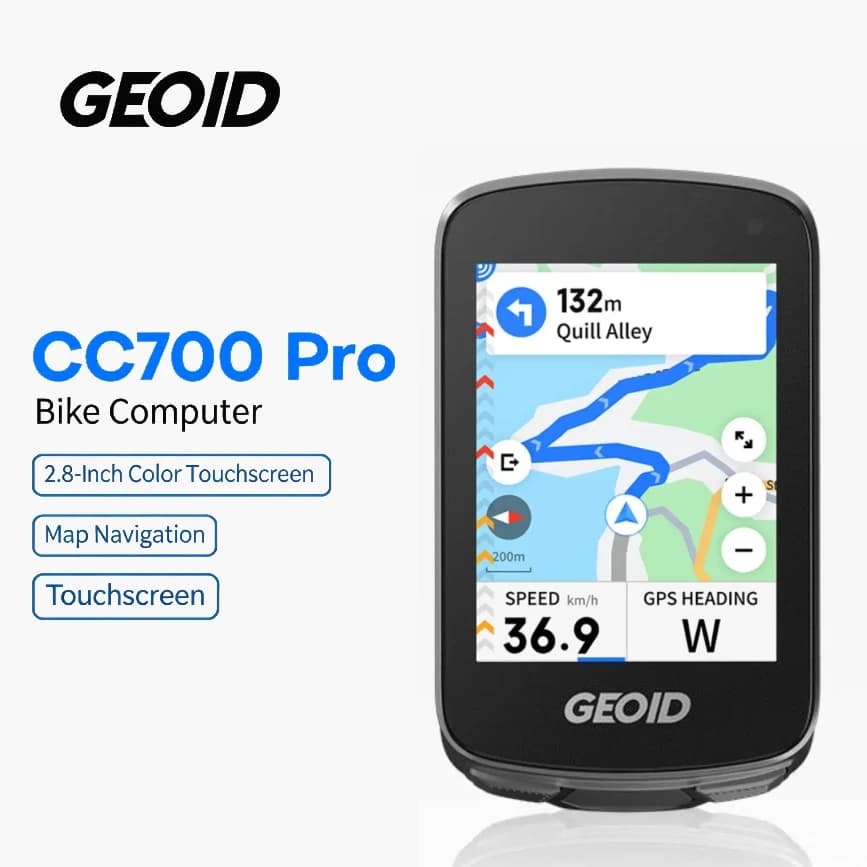 Computer per Bicicletta GEOID CC700 Pro con Schermo Touch da 2,8 Pollici, GPS, Tachimetro e Navigazione Mappe per Ciclismo