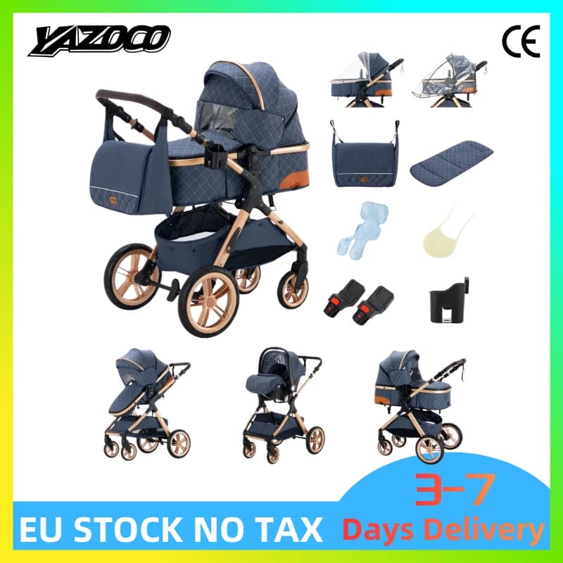 Passeggino 3 in 1 High Landscape con Seggiolino Auto per Neonati, Telaio in Alluminio Premium Leggero e Compatto, Pieghevole e Portatile, Tessuto