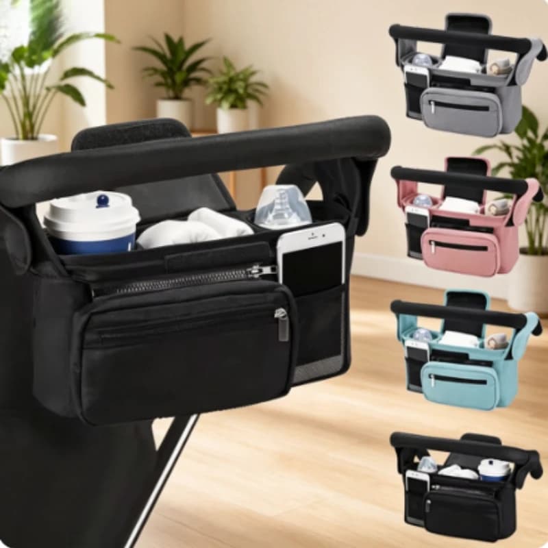 Borsa portaoggetti per passeggino, grande capacità, da viaggio, borsa per mamma, porta telefono e bottiglia, borsa fasciatoio, accessori per
