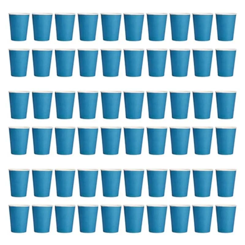 Bicchieri di Carta ABKS-60 (9Oz) - Colori Solidi Semplici per Feste di Compleanno e Catering (Blu)