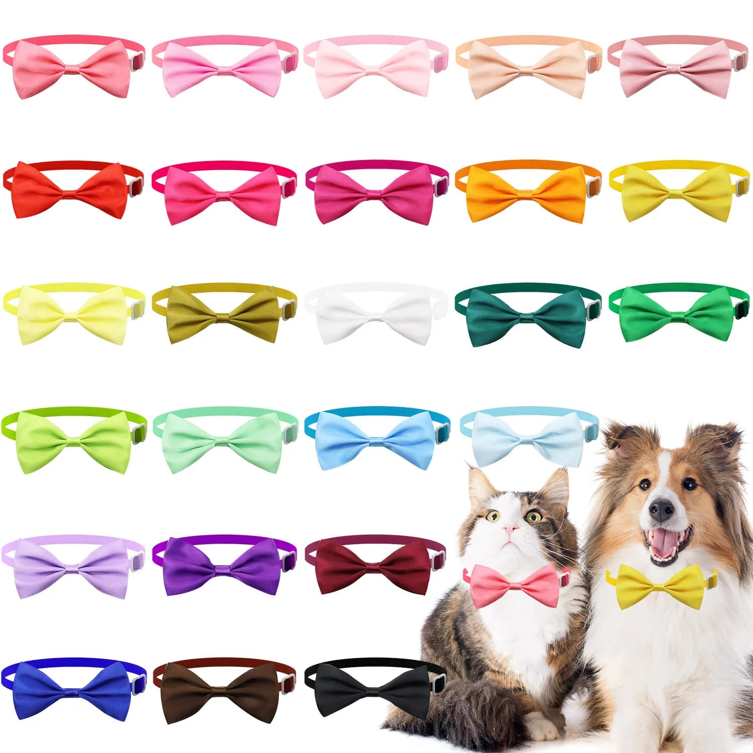 50/100 pezzi di papillon per cani colorati fiocchi per cani in poliestere morbido collare regolabile fiocchi per toelettatura per cani e gatti