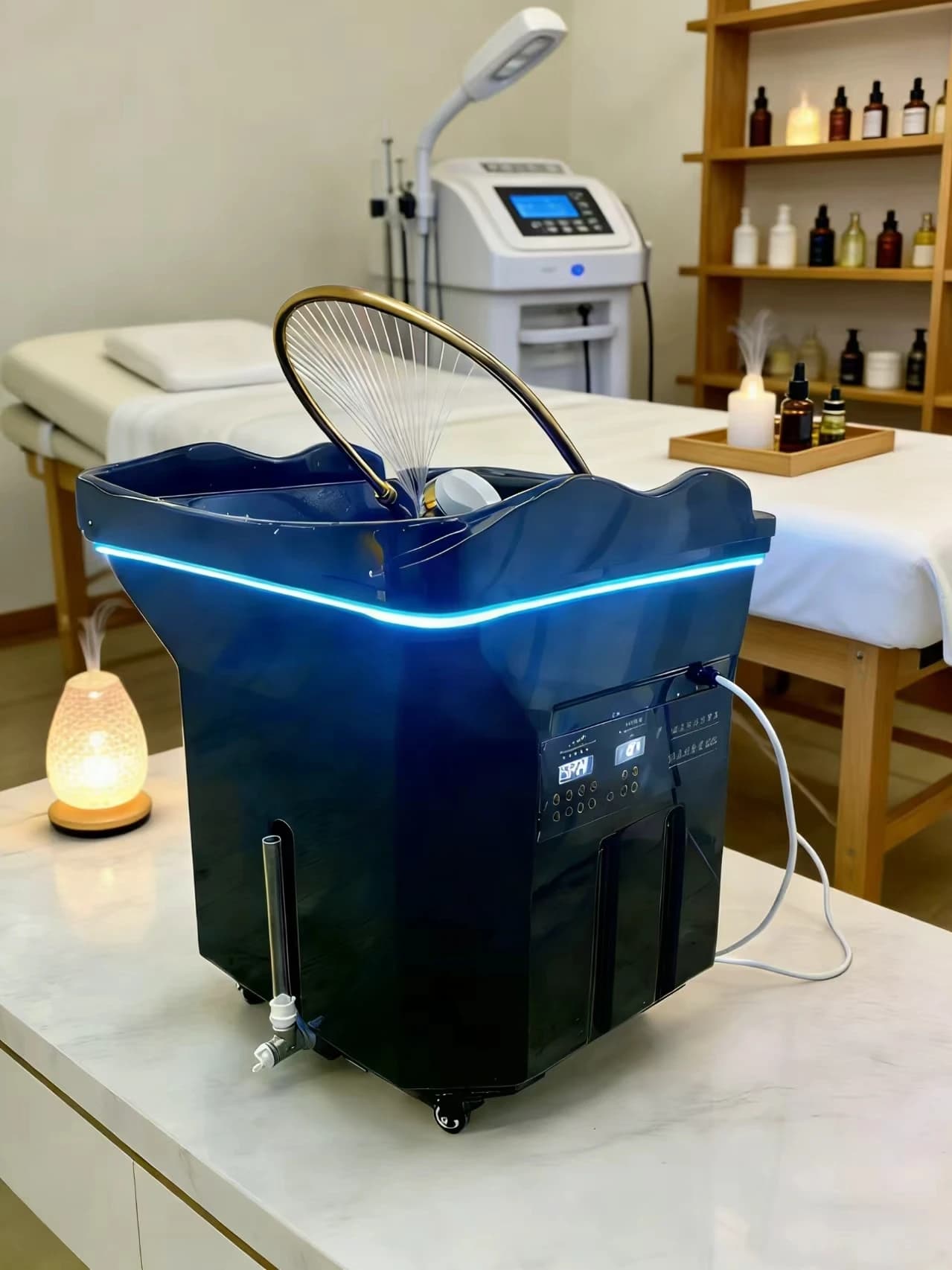 Moderna vasca portatile giapponese per head spa, lettino per massaggio thailandese, attrezzatura per shampoo e vapore, per la cura dei capelli,