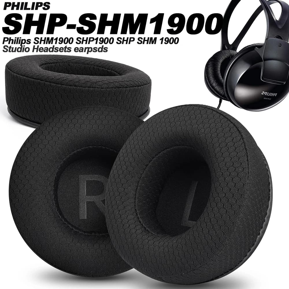 Cuscinetti per auricolari di ricambio per Philips SHM1900 SHP1900, in tessuto a rete, con copertura in memory foam, spugna morbida in proteine