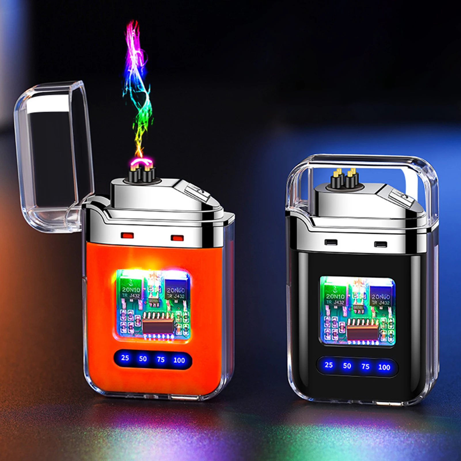 Accendino elettronico ricaricabile Accendino USB trasparente senza fiamma con display digitale presente per papà