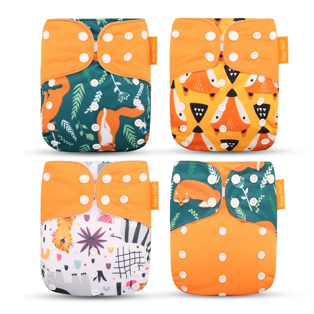 Happyflute 2023 New Fashion Style pannolino per bambini 4 pz/set copertura per pannolini pannolino di stoffa impermeabile e riutilizzabile