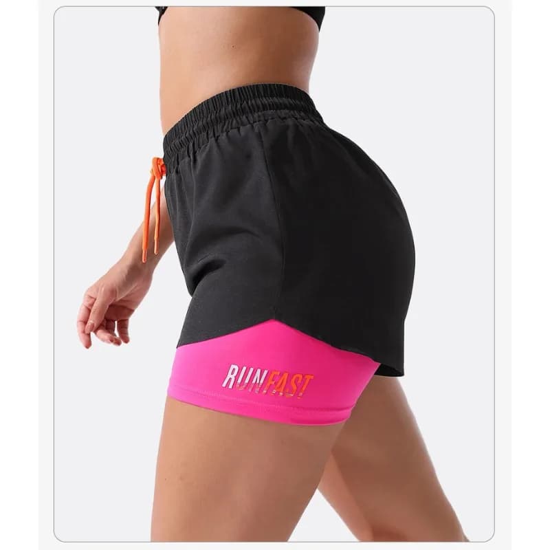 Pantaloncini Sportivi da Esterno Anti-attrito, Asciugatura Rapida, Effetto Due Pezzi, Modellanti e Sollevanti, con Coulisse, Pantaloni Sportivi