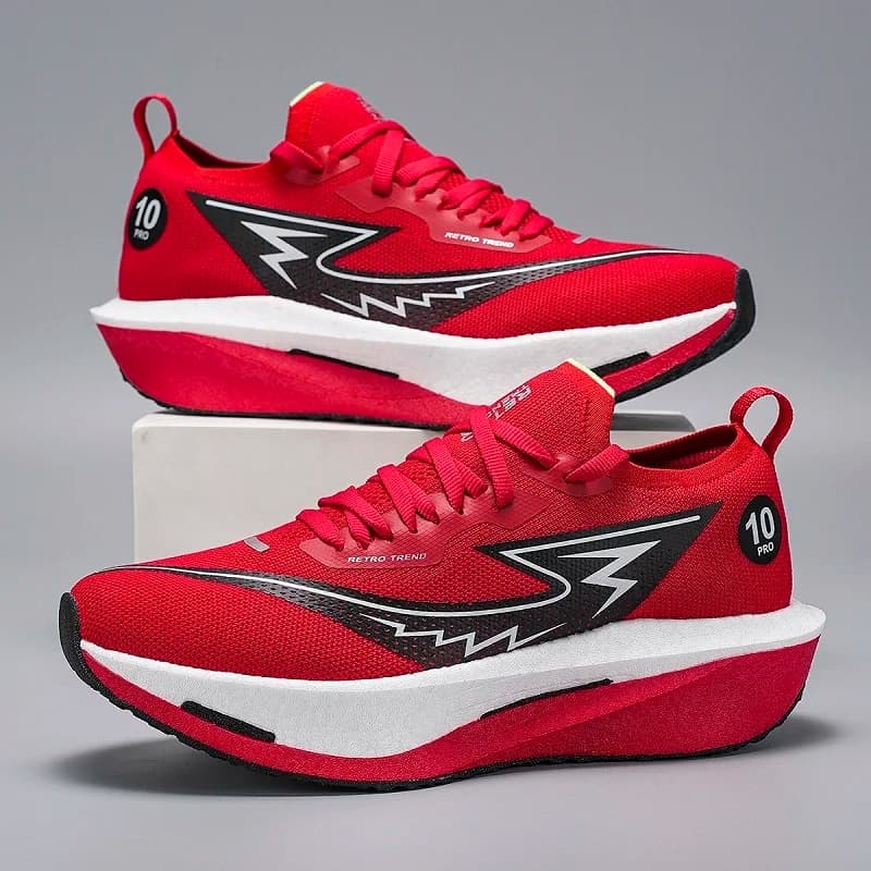 Scarpe da Corsa Uomo con Piastra in Carbonio per Maratona, Traspiranti e Leggere, Sneakers Sportive Comode e Antiscivolo da Donna