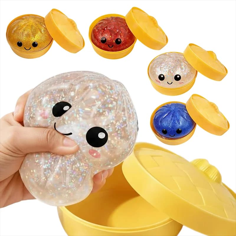 Dumpling Squishy Mystery Box - Smile Bianco e Oro 2026 - Squishy a Forma di Raviolo Migliorati per Cesti di Pasqua e Regali
