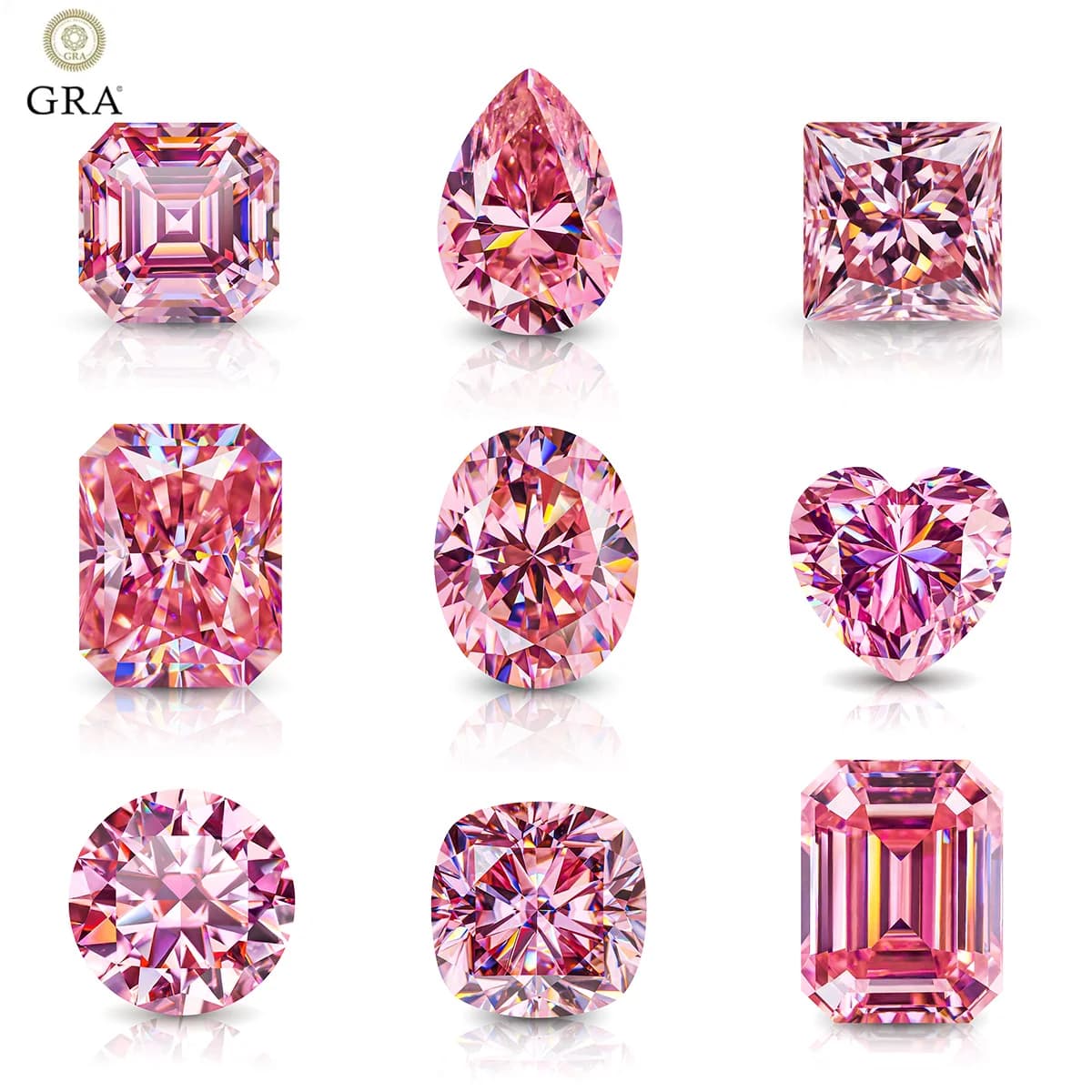 Pietra diamantata rosa Moissainte 0,5 ct-3 ct D Pietra preziosa di colore Pietre preziose sciolte Passato Tester di diamanti Certificato GRA Materiale