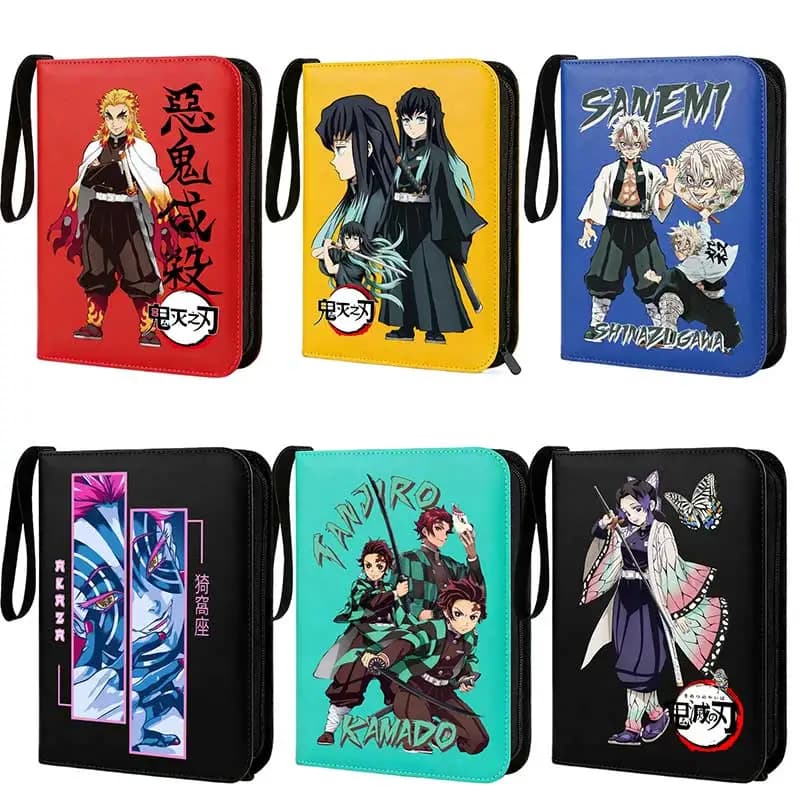400 pz. Album Raccoglitore per Carte Anime Demon Slayer con Cerniera, Porta Carte da Gioco Tanjiro, Protezione per Carte Collezionabili