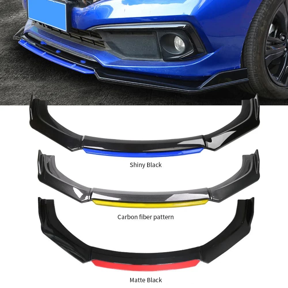 Kit Universale 4 Pezzi per Spoiler Anteriore, Diffusore Inferiore Rosso Lucido, Parti per Auto
