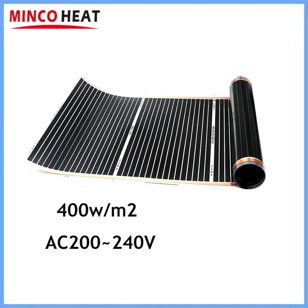 MINCO HEAT Tappetino Riscaldante Elettrico a Infrarossi 400w/m2, Tappeto Caldo Max 70~80C 200w/m per Sala Yoga e Sauna