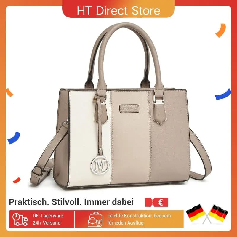 Miss Lulu Borsa da DONNA dal design a blocchi tricolore di colore medio con antifurto e tracolla regolabile a 5 scomparti