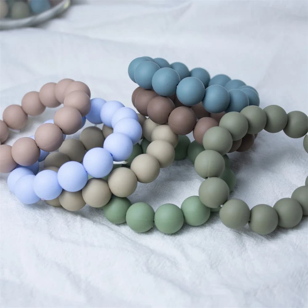 100 PZ 12-15 MM Perline Rotonde In Silicone Dentizione Allattamento Ciuccio Catena Colori Sabbia Perline Food Grade BPA Libero Perle Bambino