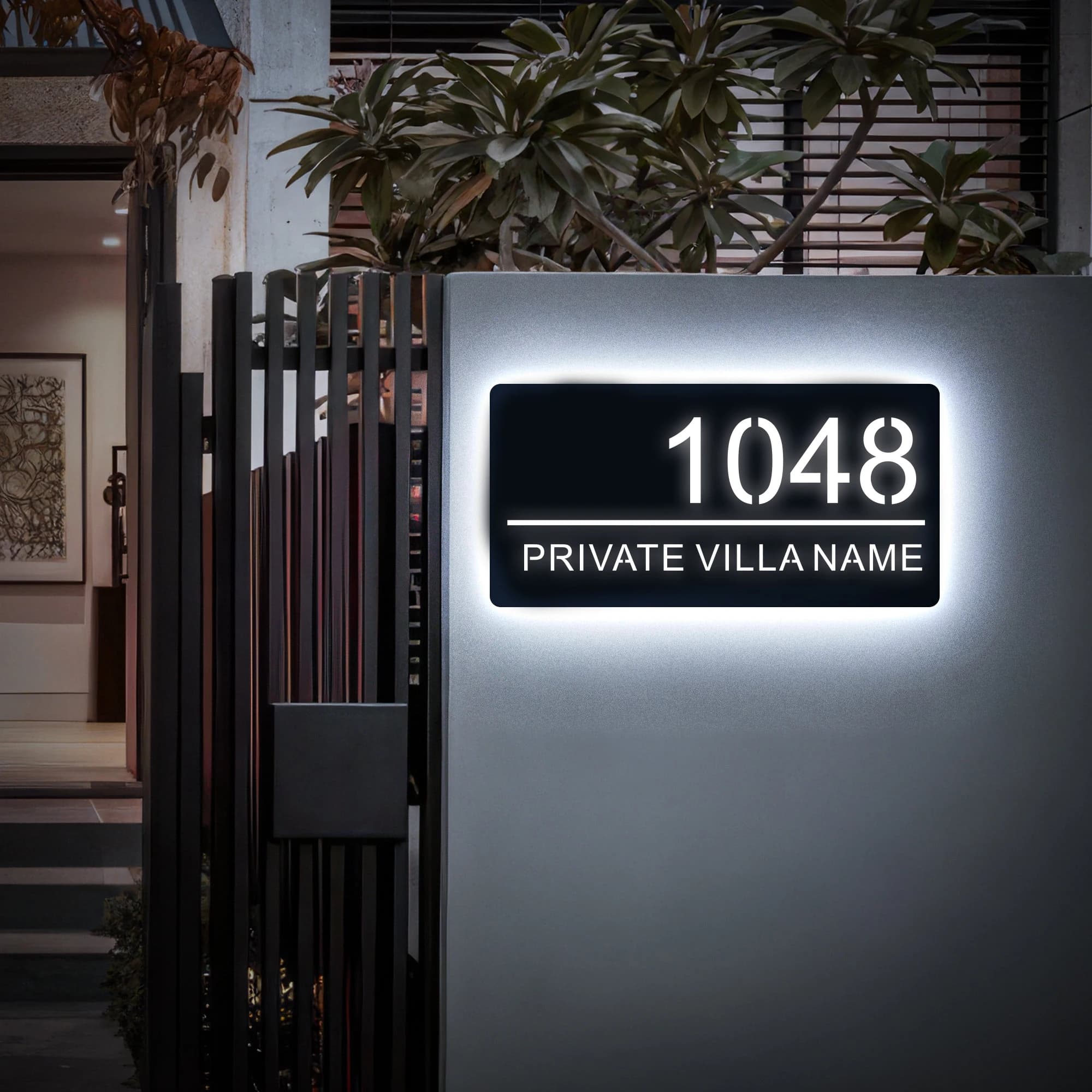 Targa per casa illuminata personalizzata privata Numero civico illuminato a LED 3D Indirizzo Nome Targa da parete Piastra acrilica impermeabile per