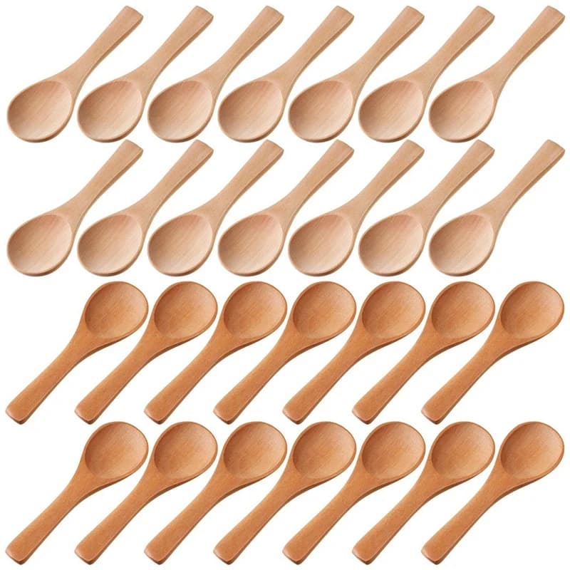 10/20/50/100 pz cucchiai di legno Mini cucchiai da degustazione condimenti cucchiai di sale per cucina cottura condimento olio caffè tè zucchero