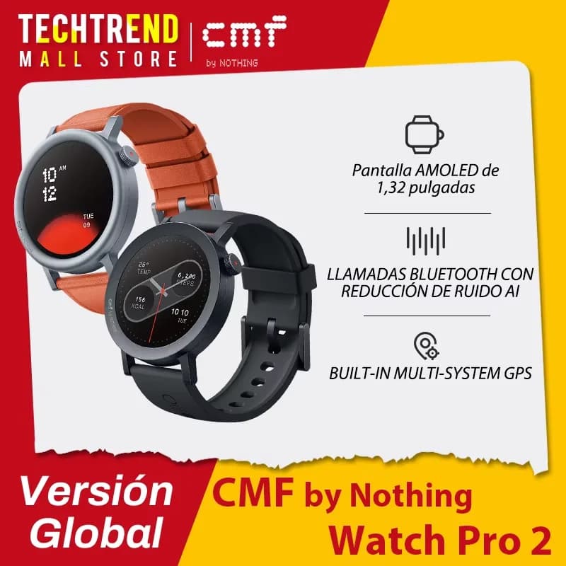 Versione globale CMF by Nothing Watch Pro 2 Display AMOLED da 1,32" Chiamate Bluetooth con riduzione del rumore AI GPS multi-sistema integrato
