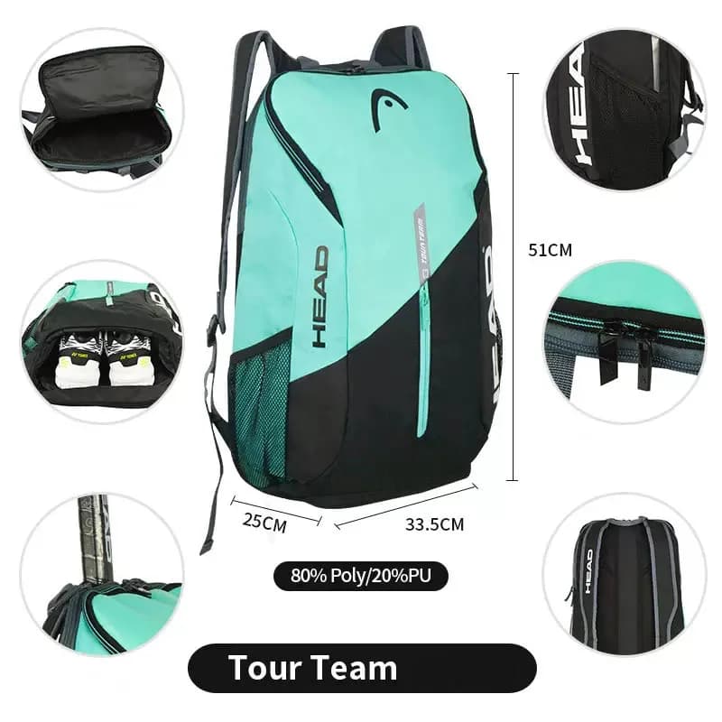 Zaino da tennis HEAD Tour Team Series di grande capacità con scomparto per scarpe Borsa per racchette da sala
