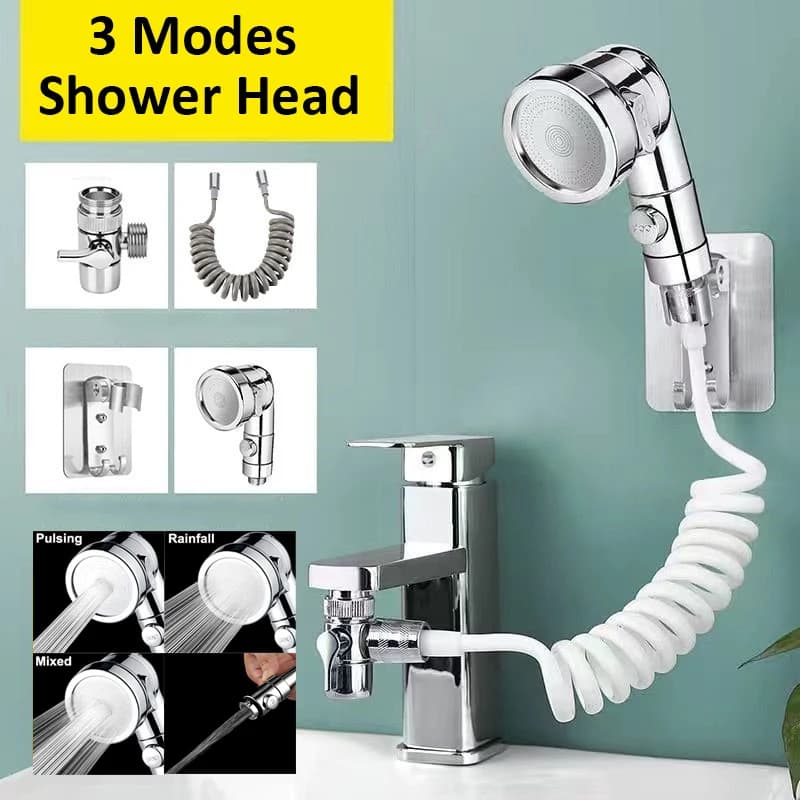Set di rubinetti per doccia Tubo flessibile Soffione doccia portatile Rubinetto spray Prolunga Spruzzatore Lavello Booster Doccia Bagno Lavaggio dei