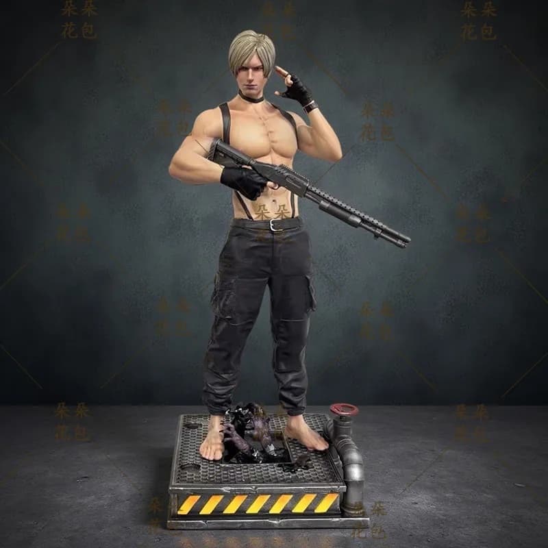 Statua da Collezione Leon Kennedy Resident Evil 3rd GK, Decorazione da Scrivania, Stile Pelle, Regalo per Fan di Anime e Videogiochi