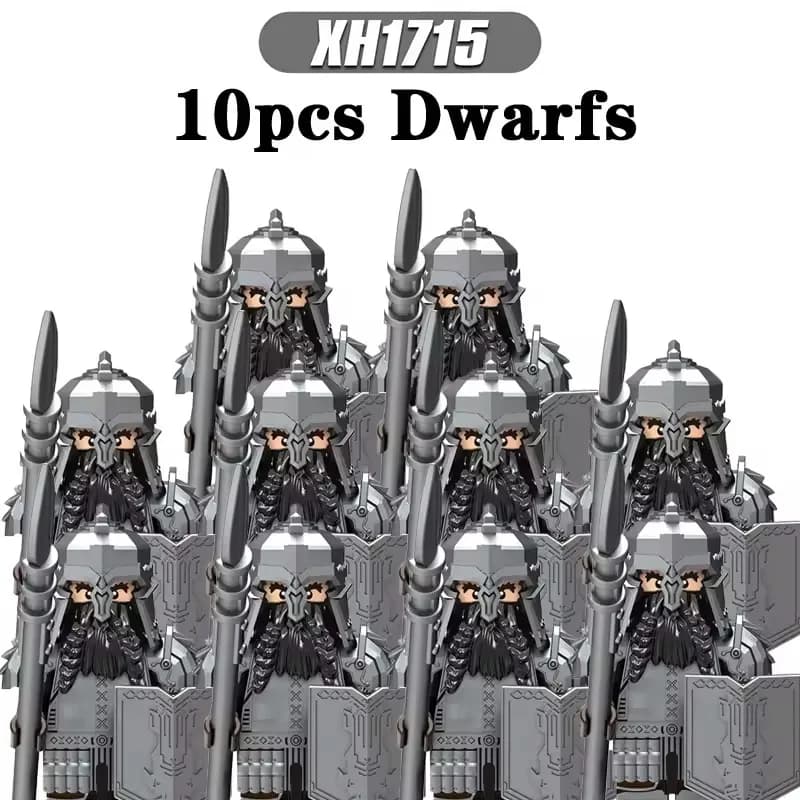 LOTR Ironfoot, Guerriero Nano del Popo di Durin, Personaggi da Costruzione, Soldati degli Elfi, Capo, Soldato Medievale, Cavaliere, Armi, Blocchi