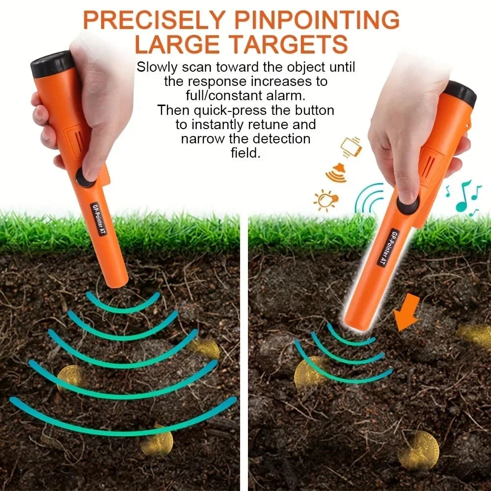 Metal detector sotterraneo portatile con asta di posizionamento Puntatore GP Rilevatore di sicurezza portatile impermeabile ad alta sensibilità