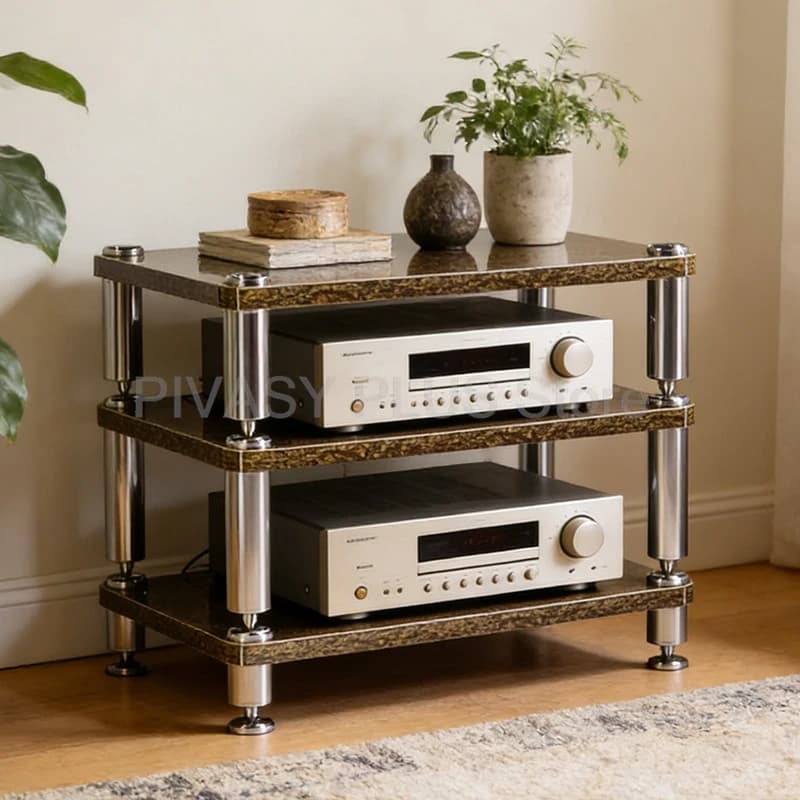 Audio Rack 400KG Carico/Nivello 25MM Bordo Spessore Amplificatore Supporto 60x48cm Pannello Amp Scaffali Altezza Gamba Solida Personalizzabile Per La
