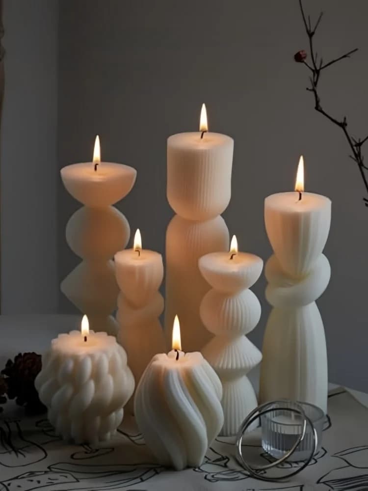 Candele Aromaterapiche, Grandi Candele Decorative Scanalate, in Cera di Soia, Ideali per Regali, Mensole e Decorazione Casa