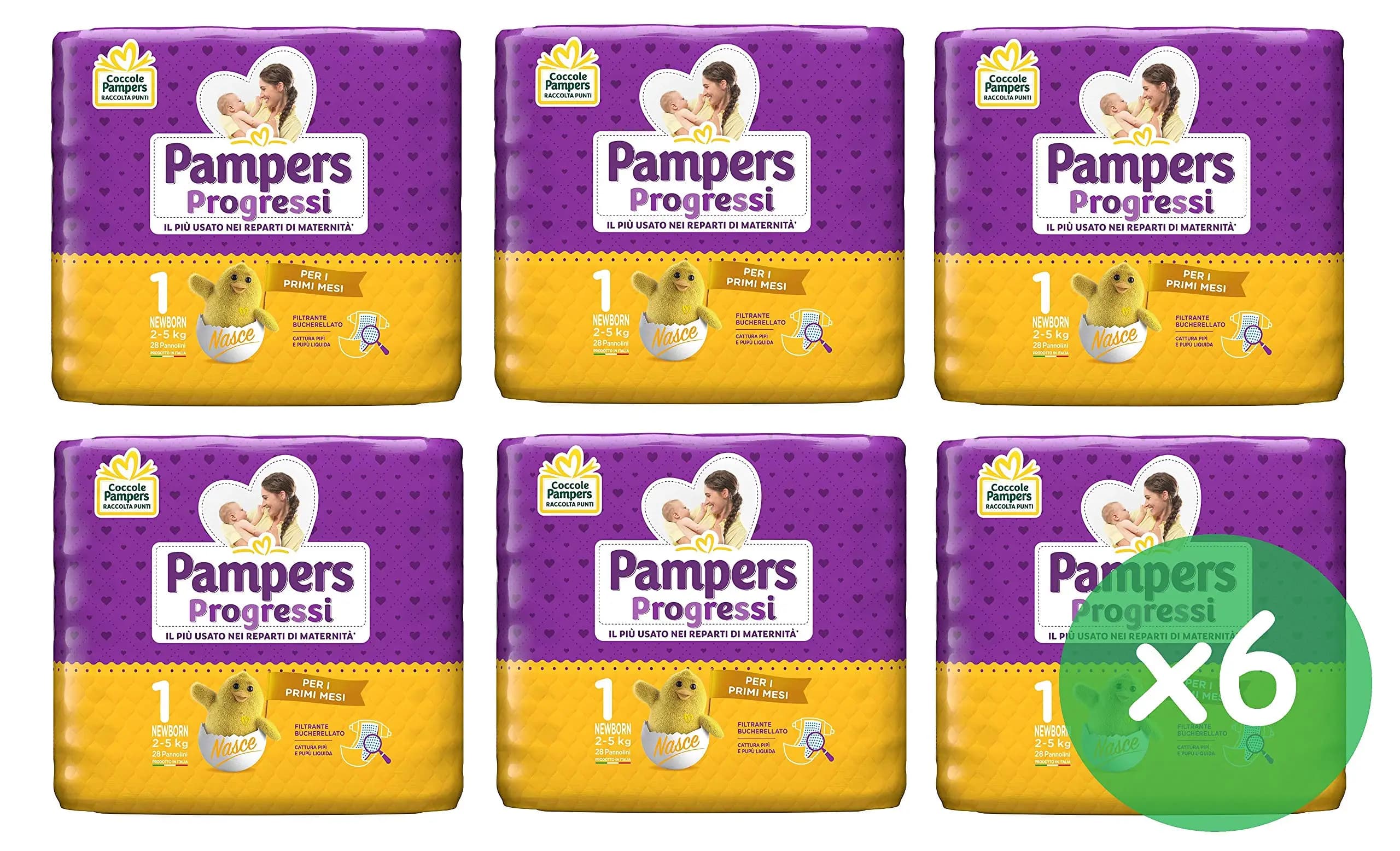 168 Pannolini Neonato Misura 1 Pampers Progressi Pannolino taglia Newborn Bimbi