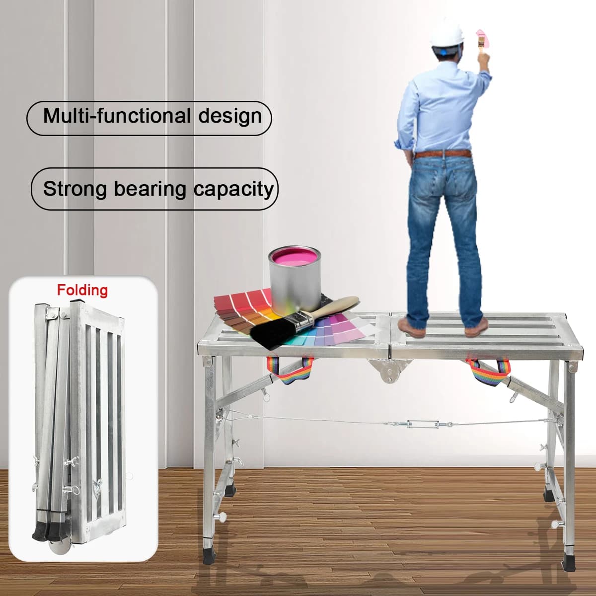 Sgabello per cavalli multifunzionale pieghevole sollevamento decorazione ispessita impalcatura staffa per costruzione scaletta piatta per interni