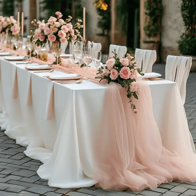 Runner da tavolo in garza trasparente per matrimoni, decorazioni per tavoli, Natale, cene, compleanni, baby shower, feste, decorazioni per torte,