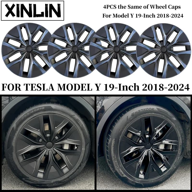 4PCS 19 Pollici Gemini Copriruota Per Tesla Modello Y 2018-2024 Coprimozzi Ruota Prestazioni Sostituzione Ruota Cerchione Completo Accessori di