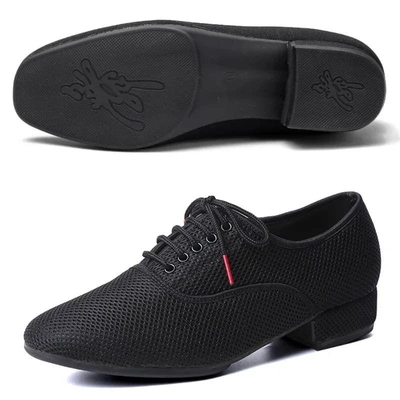 Scarpe da ballo latino da uomo, salsa, jazz, ballo liscio, moderno, tango, in rete nera, suola morbida, da uomo, per allenamento tennis, 39-46